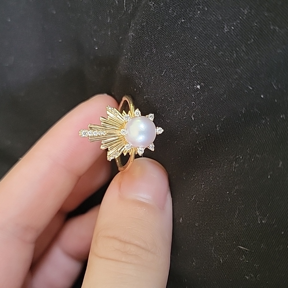 14k yellow akoya pearl ring